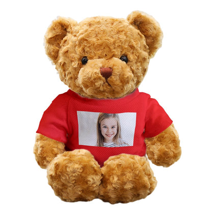 Styled scene of personalised photo bears as thoughtful anniversary or birthday gifts – custom photo bear keepsake idea