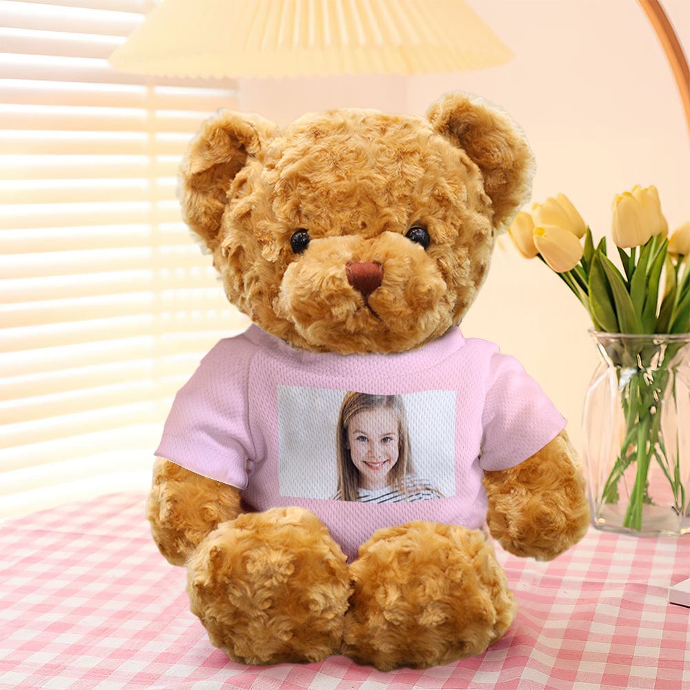 Custom photo bear variant 764B displaying a clear personalised photo example and premium plush finish