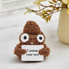 Funny Crochet Poo Plushy Custom Text Tiny Crochet Poo Desk Decor Gifts