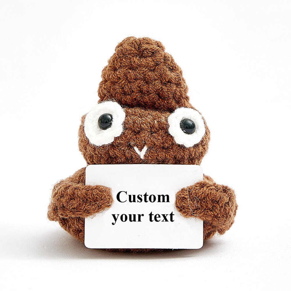 Personalised Crochet Poo Plush with Custom Text | Funny Desk Decor Gift