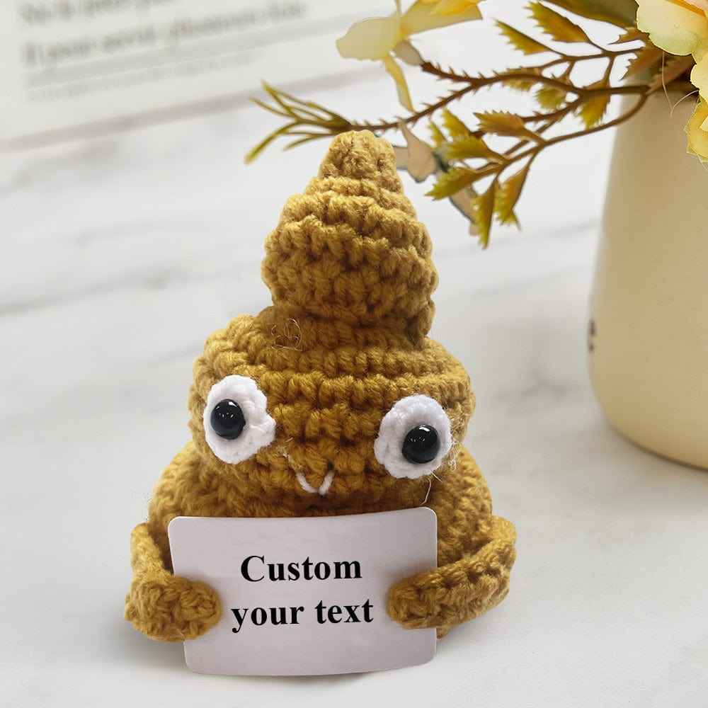 Funny Crochet Poo Plushy Custom Text Tiny Crochet Poo Desk Decor Gifts