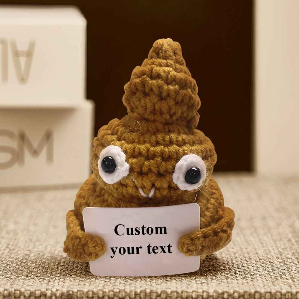 Funny Crochet Poo Plushy Custom Text Tiny Crochet Poo Desk Decor Gifts