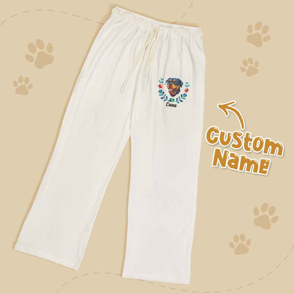 Personalized Pet Name Lounge Pants – Embroidered-Style Custom Sleepwear for Pet Lovers