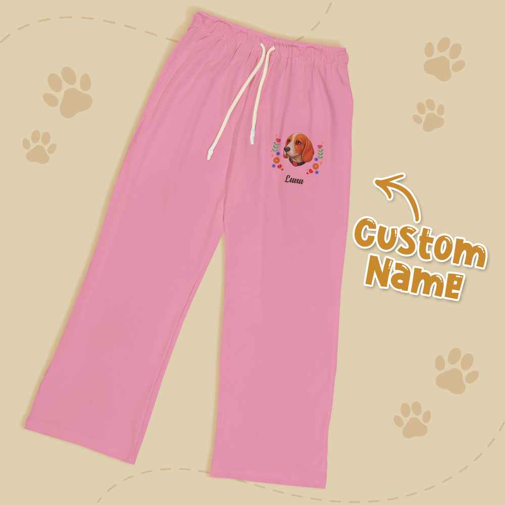 Personalized Pet Name Lounge Pants – Embroidered-Style Custom Sleepwear for Pet Lovers