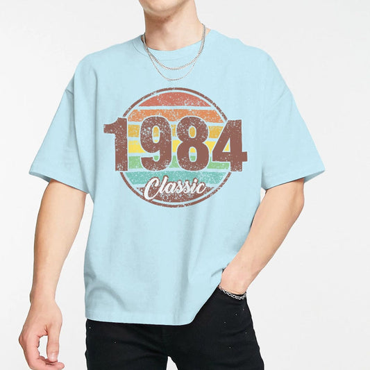 Front view of Custom Year Classic Birthday T-Shirt with personalised year print on soft milk silk polo-style tee — ideal back-to-school or birthday gift