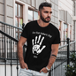 Flat-lay front view of personalised handprint T-shirt for Dad — ideal personalised Father’s Day shirt and Christmas gift option