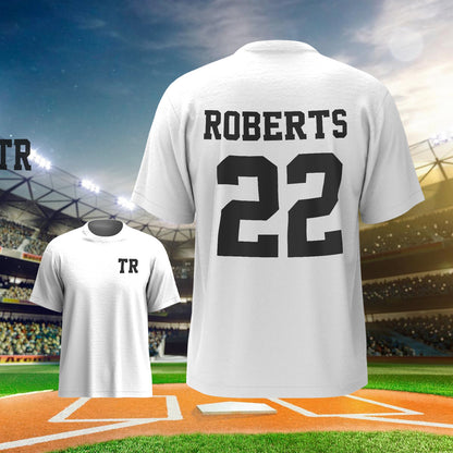 Close-up of high-quality custom print on personalised football T-shirt — crisp name and long-lasting number on milk fibre fabric
