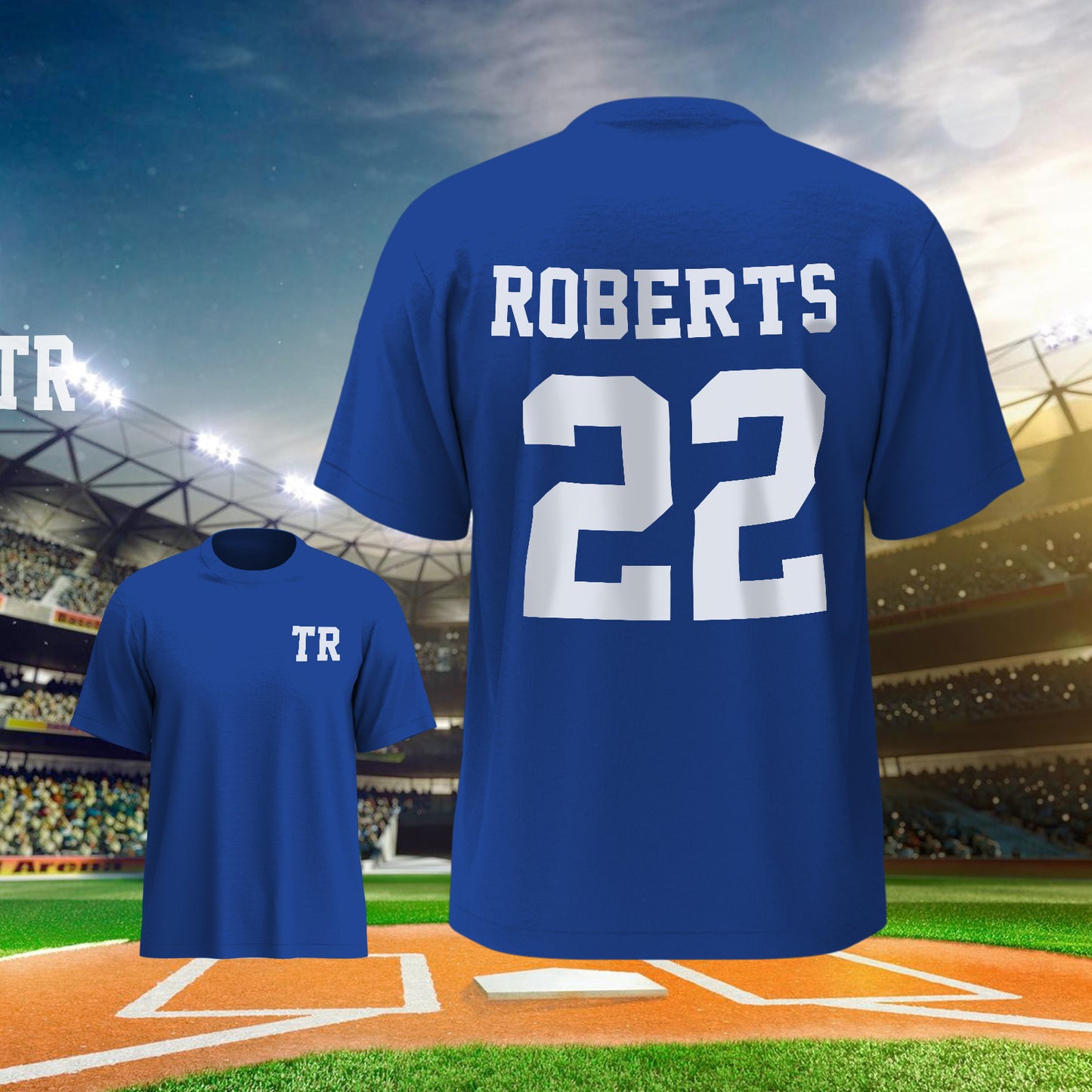 Close-up of printed number detail on the personalised football sports tee — clear, durable print suited to regular wear