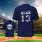 High-quality print detail on personalised name and number sports T-shirt