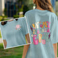 High-resolution close-up of print quality on polyester 'In My Teacher Era' tee – crisp custom name detail