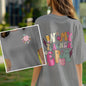 Side seam and stitching close-up on personalised polyester teacher T‑Shirt – durable construction and neat finish