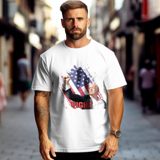 Limited-edition Fight! Donald Trump T-shirt – Make America Great Again rally tee with bold front graphic, polyester
