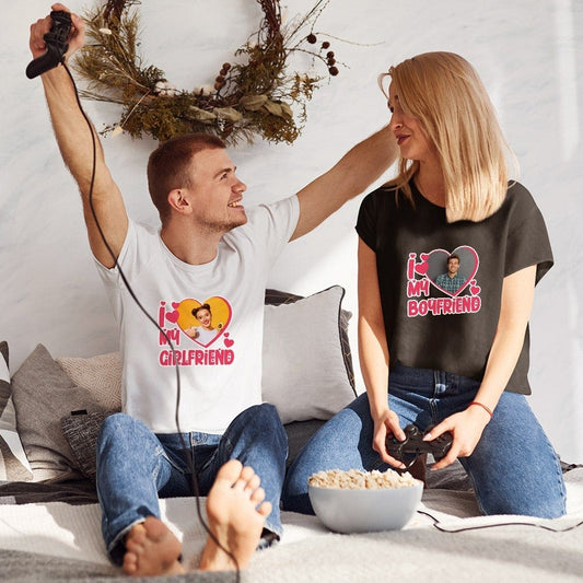 Personalised name‑printed Valentine’s matching couples shirt — front view of 'If Lost' design customised with a name, ideal couples gift