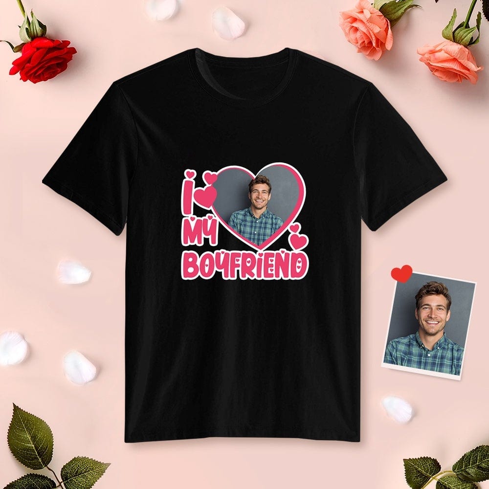 Man modelling a personalised name‑printed Valentine’s tee with the 'If Lost' design — matching couples shirt for Valentine’s or anniversary