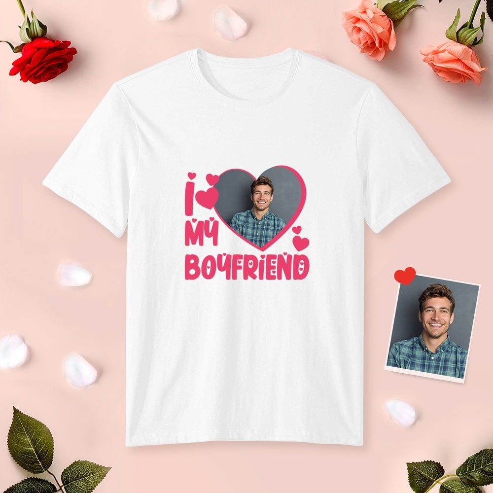 Woman wearing a personalised 'If Lost' name‑printed Valentine’s shirt — matching couples tee customised with a partner’s name