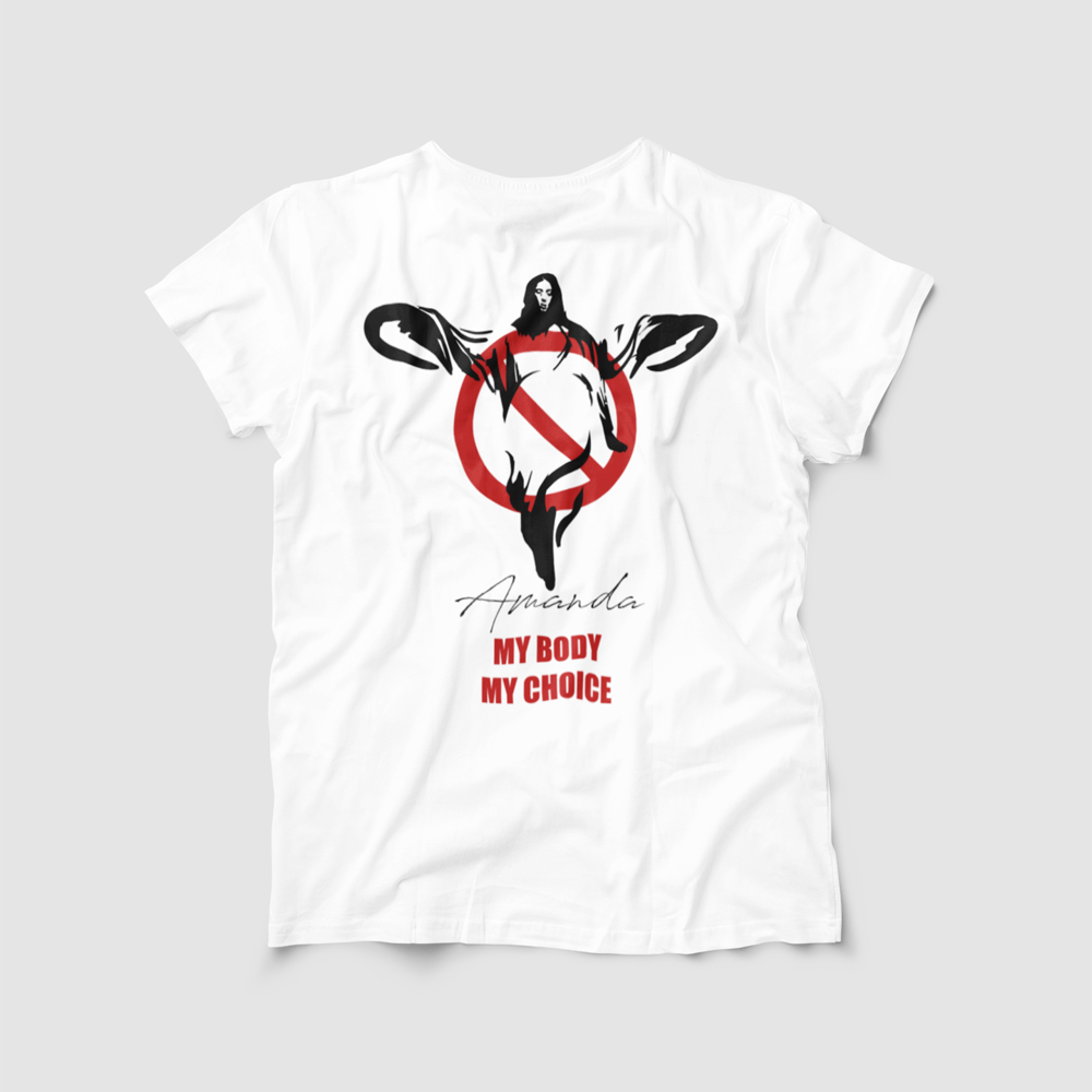 Personalised Feminist T-Shirt with Engraved Name | My Body My Choice Women's Top