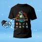 Lifestyle image of father figure wearing personalised Papasaurus tee — humorous engraved-style design perfect for Father's Day