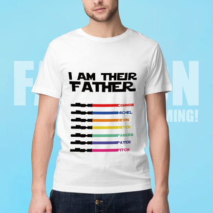 Back view of personalised I Am Their Father T-shirt displaying neat finish and seam construction