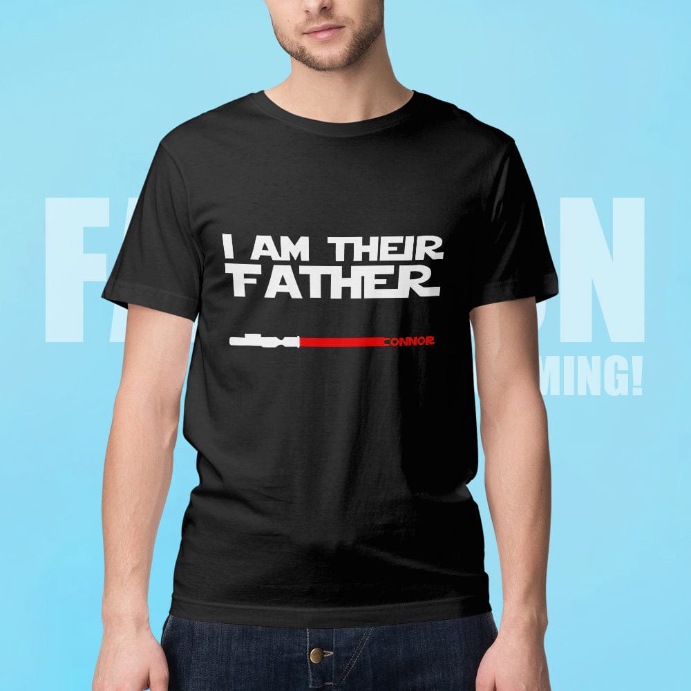 Gift-ready personalised I Am Their Father tee in box — personalised name gift for Father's Day or birthday