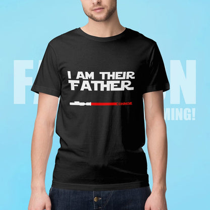 Gift-ready personalised I Am Their Father tee in box — personalised name gift for Father's Day or birthday