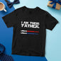 Size guide graphic beside personalised tee — check your usual size for a clean fit, side-seamed construction