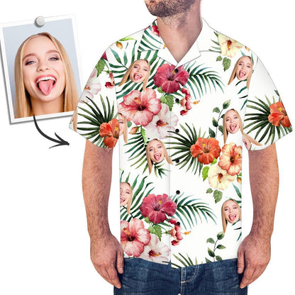Men's shirt size chart for personalised Hawaiian shirts showing measurements S to 5XL to help choose the correct size