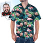 Personalised Face Hawaiian Shirt and Beach Shorts Set for men with your photo on flamingo and flower print — custom holiday outfit, sublimation print
