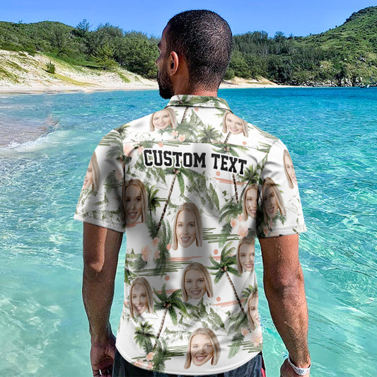 Personalised custom face Hawaiian shirt – men's all‑over print Aloha shirt with bold full‑photo face design on a lightweight polyester‑spandex blend