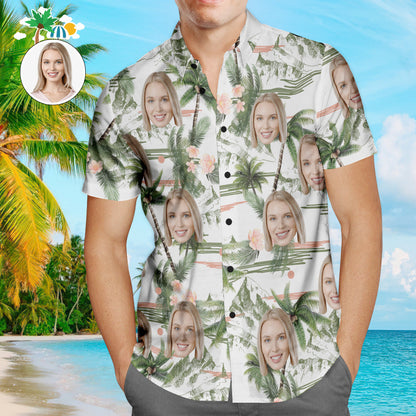 Personalised custom face Hawaiian shirt – men's all‑over print Aloha shirt with bold full‑photo face design on a lightweight polyester‑spandex blend
