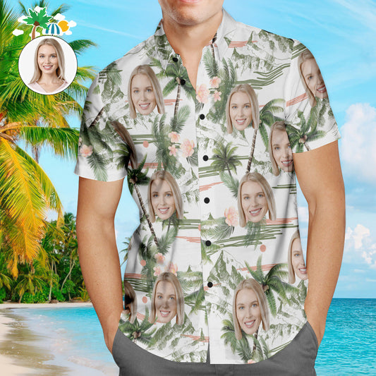 Personalised custom face Hawaiian shirt – men's all‑over print Aloha shirt with bold full‑photo face design on a lightweight polyester‑spandex blend