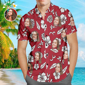 Custom Hawaiian Shirts Red Flowers Online Preview Personalized Aloha Beach Shirt For Men
