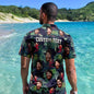 Personalised Hawaiian shirt with custom face all-over print and colourful leaves – men's Aloha beach shirt, lightweight polyester blend, regular fit, ideal personalised gift