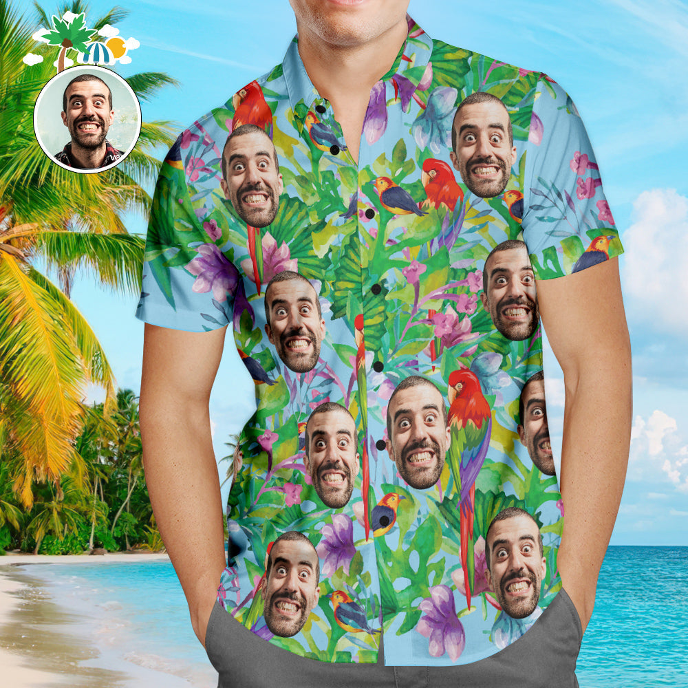Men's size chart for personalised Hawaiian shirt — S to XXXXXL with measurement guide to ensure correct fit before ordering