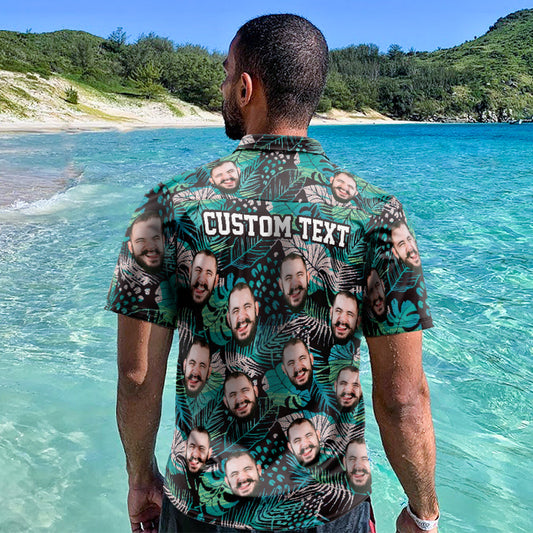 Personalised Face Hawaiian Shirt for men — custom all‑over‑print Aloha shirt displaying an uploaded face photo; lightweight breathable 95% polyester/5% spandex, regular fit