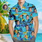 Custom Face Beach Shirt front view showing all‑over print summer Hawaiian shirt for men personalised with your photo