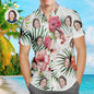 Front view of men's personalised face Hawaiian shirt – custom Aloha beach shirt with all-over photo print