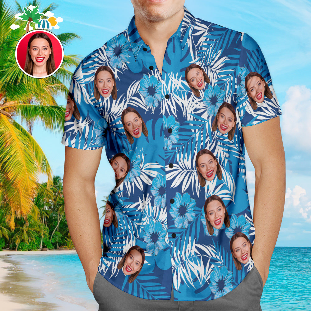 Men's shirt size chart for Custom Face Hawaiian Shirt – measurement guide S to XXXXXL, check chest and length measurements before ordering for correct fit