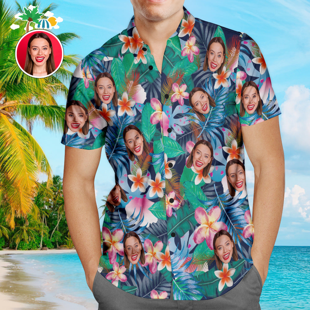Men's size chart for Custom Face Hawaiian Shirt (S to 5XL) — measurement guide to select correct personalised Aloha beach shirt size