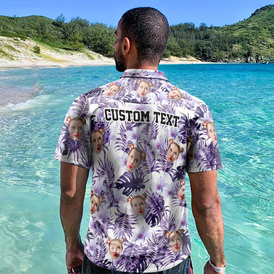 Personalised Purple Rainforest Leaves Hawaiian Shirt – Men's Custom Aloha