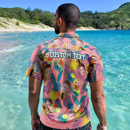 Personalised Face Hawaiian Shirt for Men - Custom Photo Aloha Shirt with online preview, all-over print men's aloha shirt, lightweight 95% polyester, perfect personalised gift