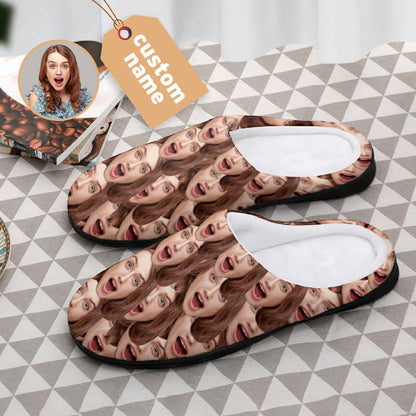Side profile of Personalised Face Cotton Slippers highlighting elevated heel cushioning and lightweight flexible sole
