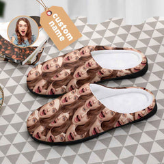 Personalised Face Cotton Slippers Warm Funny Indoor Cozy Slippers