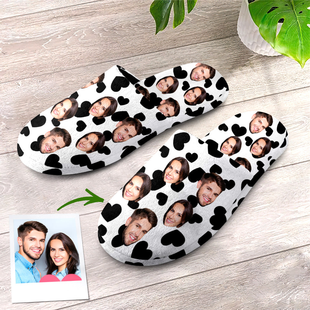 Side view of personalised cotton house shoes showing plush flannel lining and waterproof TPR non-slip sole ideal personalised gift