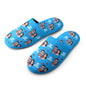 Lifestyle shot of person wearing personalised cotton slippers outdoors, comfortable indoor and outdoor house shoes with non-slip sole