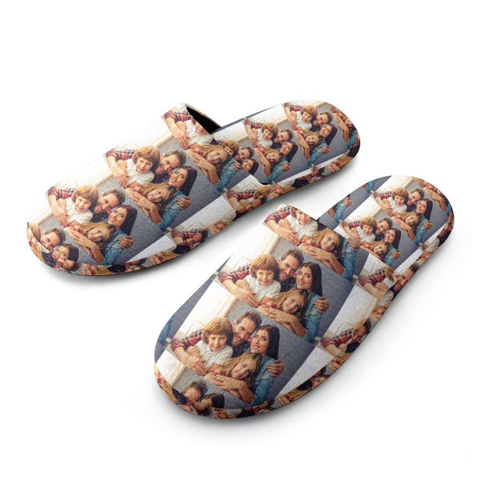 Side profile of personalised photo slippers highlighting durable TPR non‑slip rubber sole and slip‑on design — ideal personalised indoor slippers for home wear