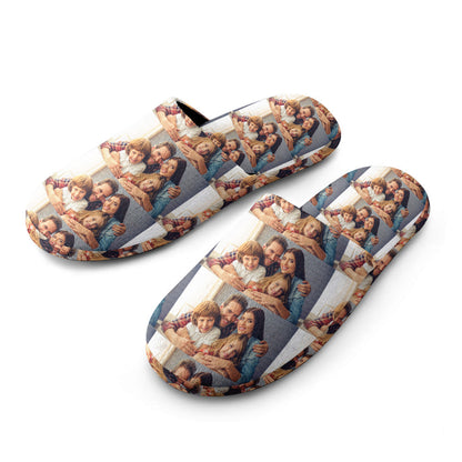 Side profile of personalised photo slippers highlighting durable TPR non‑slip rubber sole and slip‑on design — ideal personalised indoor slippers for home wear