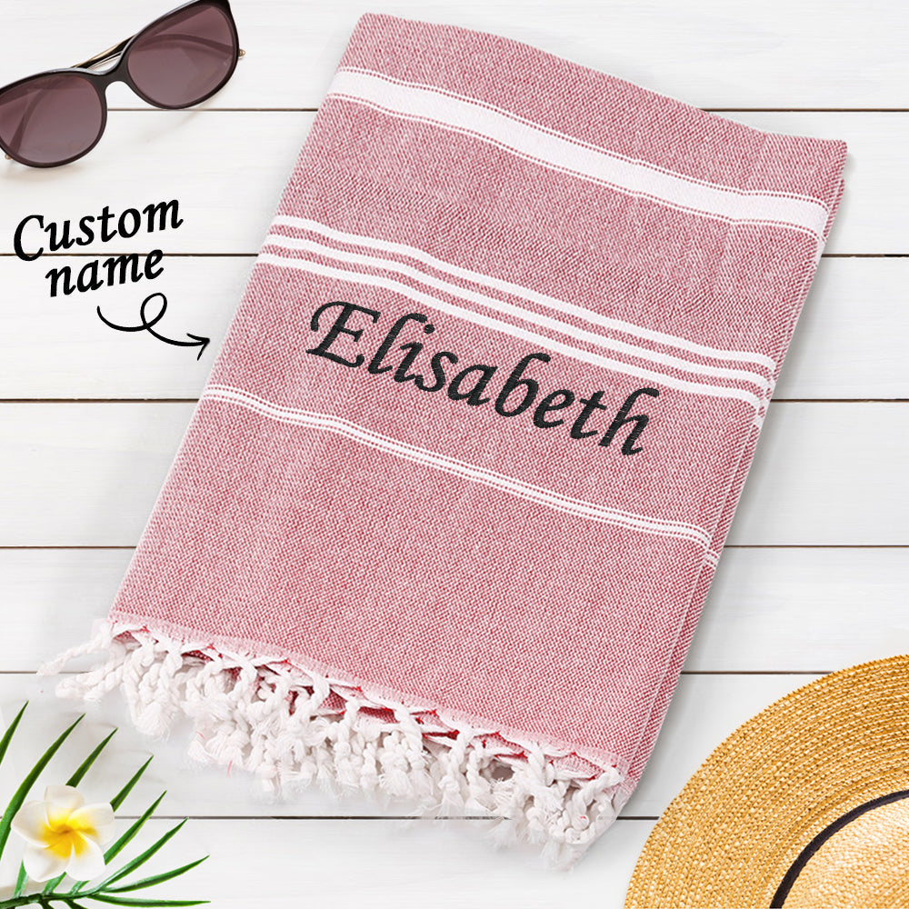 Personalised Name Fringe Beach Towel - Unique Bridesmaid Gift & Wedding Present