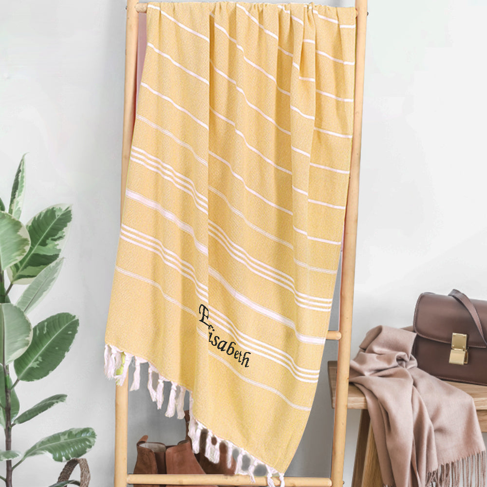 Personalised Name Fringe Beach Towel - Unique Bridesmaid Gift & Wedding Present