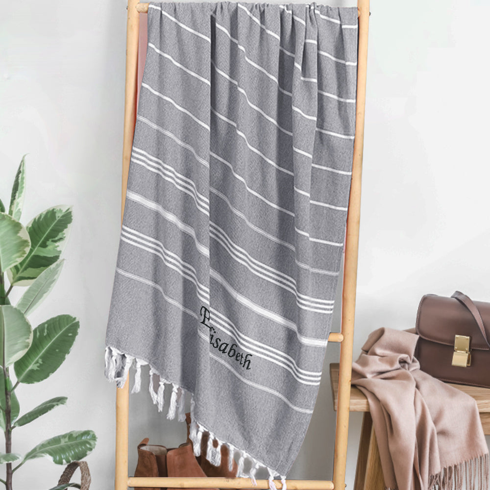 Personalised Name Fringe Beach Towel - Unique Bridesmaid Gift & Wedding Present