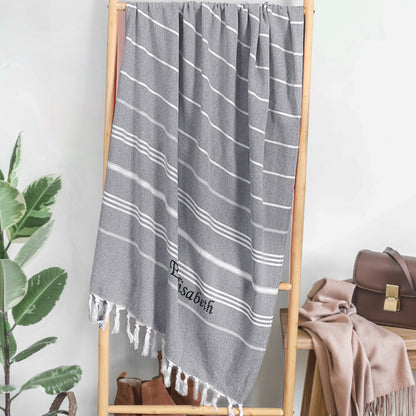 Personalised Name Fringe Beach Towel - Unique Bridesmaid Gift & Wedding Present